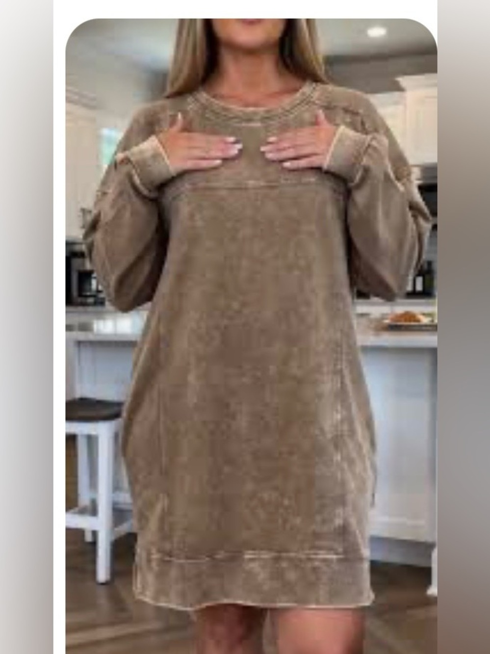 Zenana Outfitters Ash Mocha French Terry Dress with Pockets